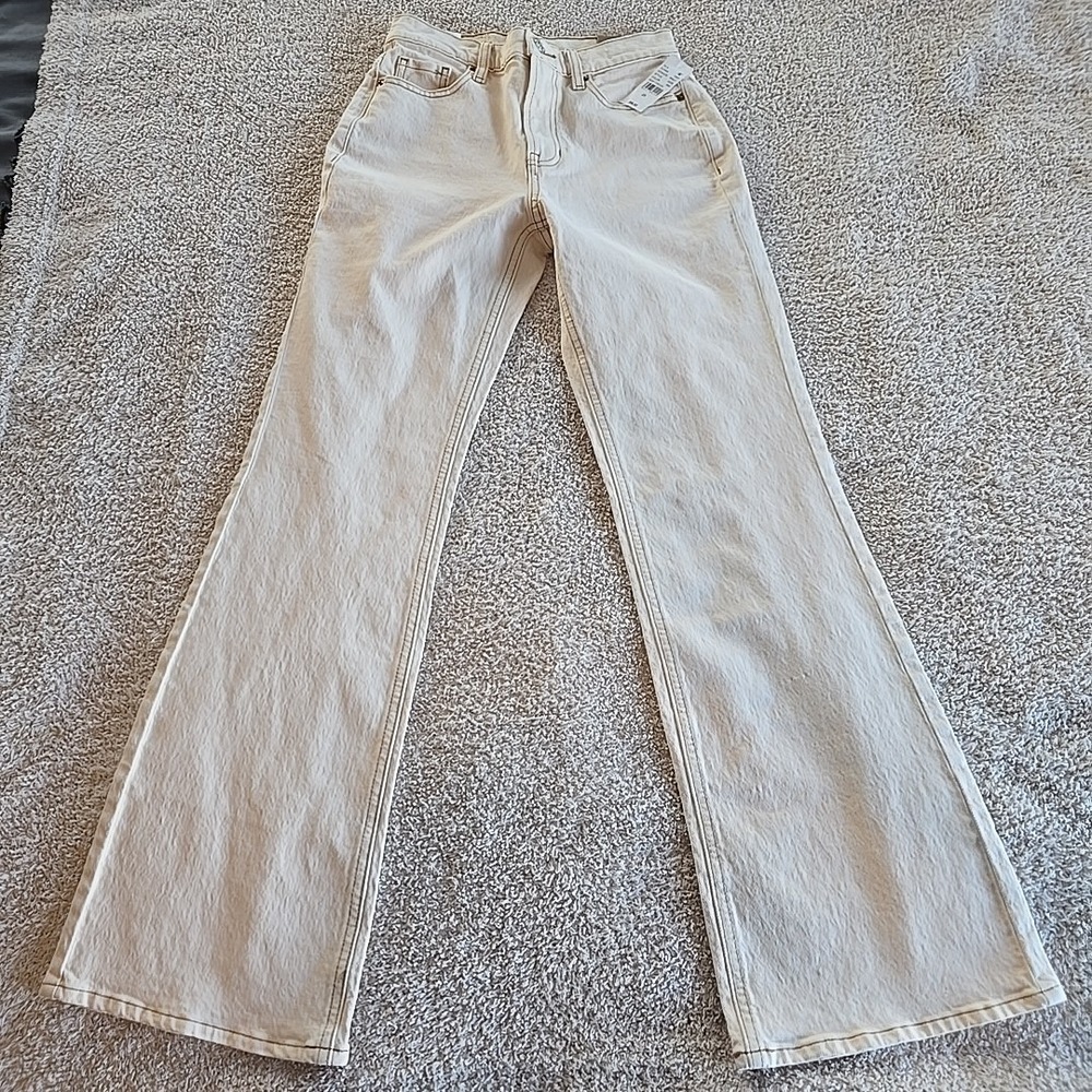 Pacsun High Rise Bootcut Stretch Cream Denim Jeans Women's Sz 25 NWT Y2K